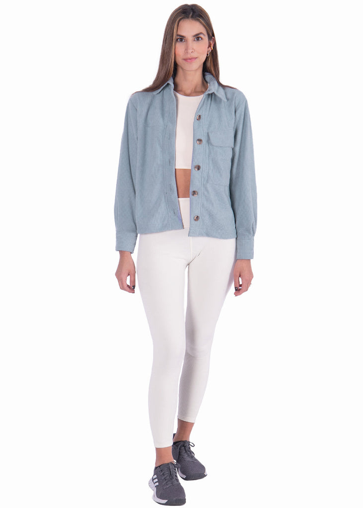 Chaqueta de corduroy color azul para mujer - Flashy