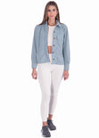 Chaqueta de corduroy color azul para mujer - Flashy
