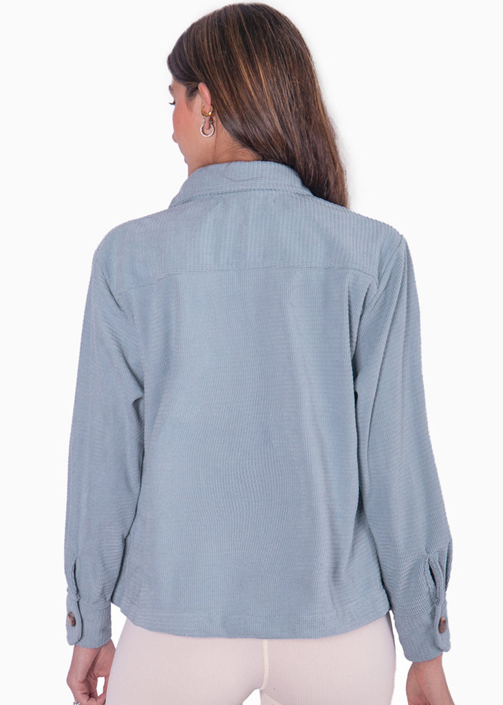 Chaqueta de corduroy color azul para mujer - Flashy