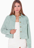 Chaqueta de corduroy color verde para mujer - Flashy