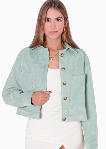 Chaqueta de corduroy color verde para mujer - Flashy