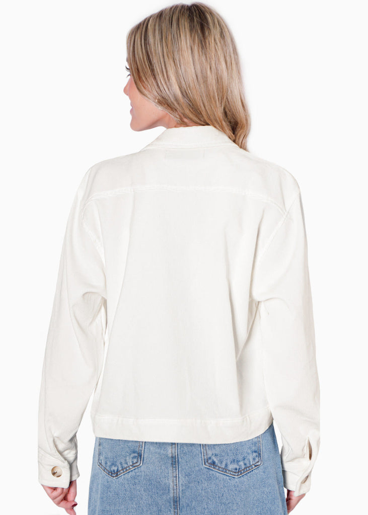 Chaqueta de corduroy color blanco, marfil para mujer - Flashy
