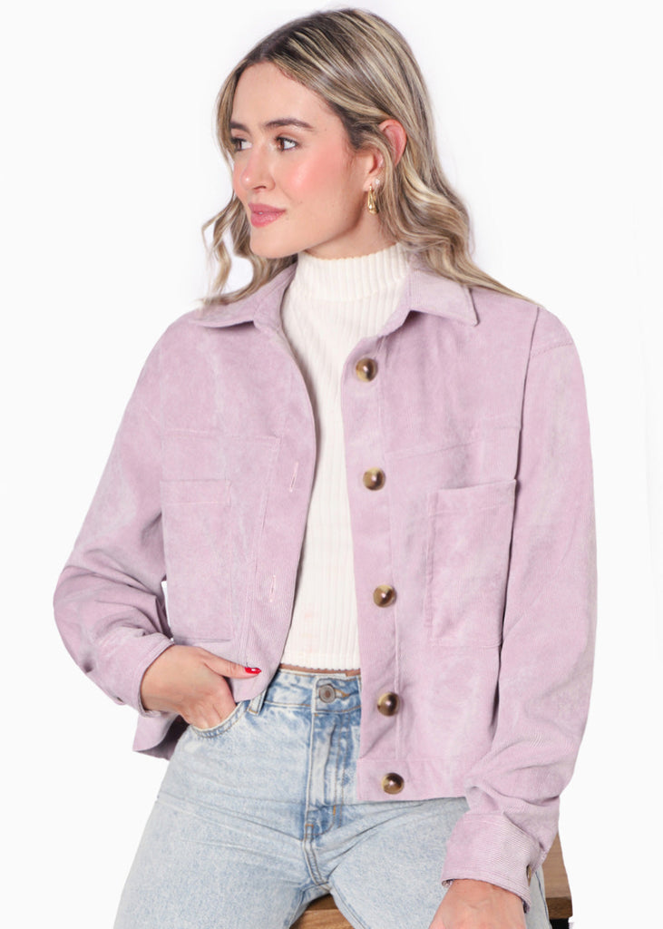 Chaqueta de corduroy color lila para mujer - Flashy