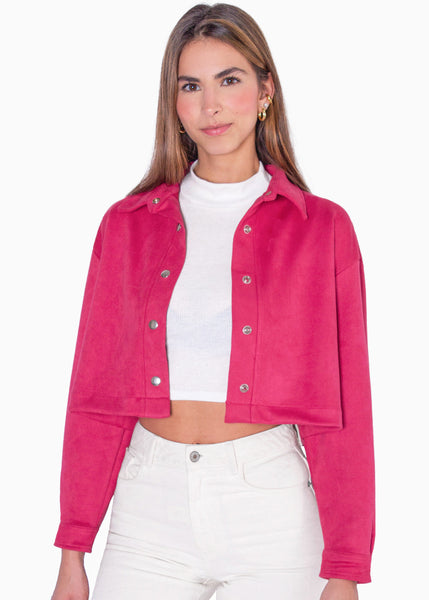 Chaqueta de gamuza corta color rosado, fucsia para mujer - Flashy