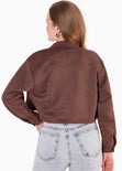 Chaqueta de gamuza corta color café para mujer - Flashy
