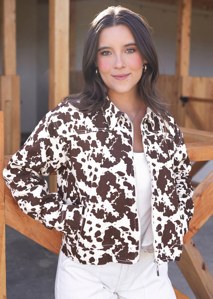 Chaqueta de jean con estampado color blanco, marfil para mujer - Flashy