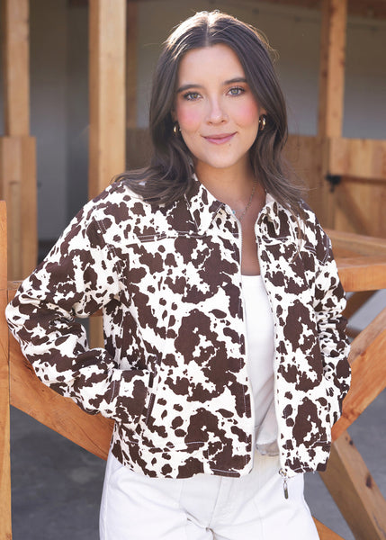 Chaqueta de jean con estampado color blanco, marfil para mujer - Flashy