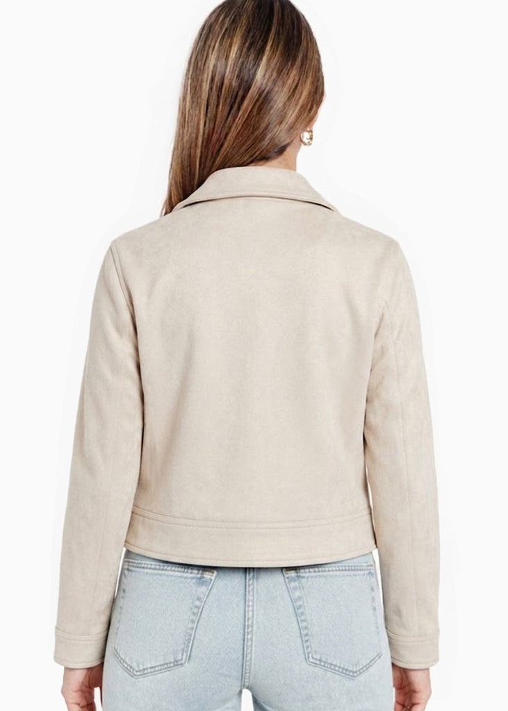 Chaqueta de paño con entrelazado en cuello y bolsillos - CEIBA.MARFIL