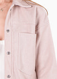 Chaqueta de paño con bolsillos y broches color blanco, marfil para mujer - Flashy