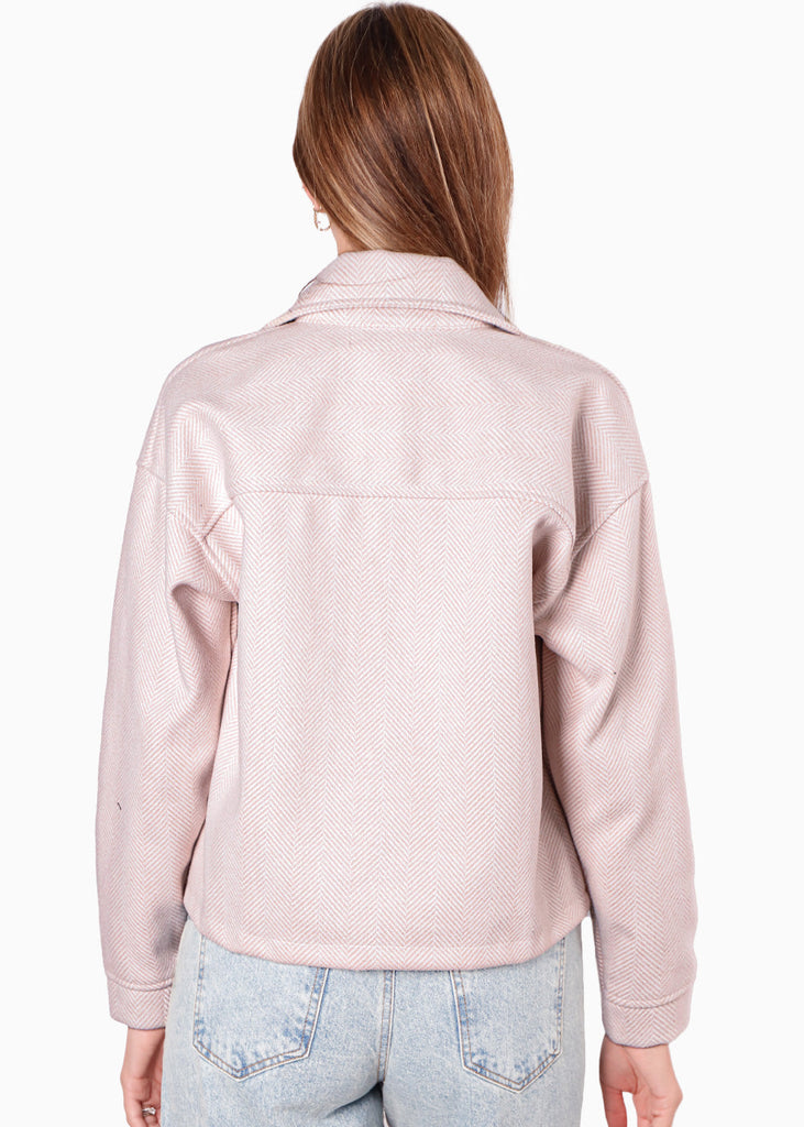 Chaqueta de paño con bolsillos y broches color blanco, marfil para mujer - Flashy