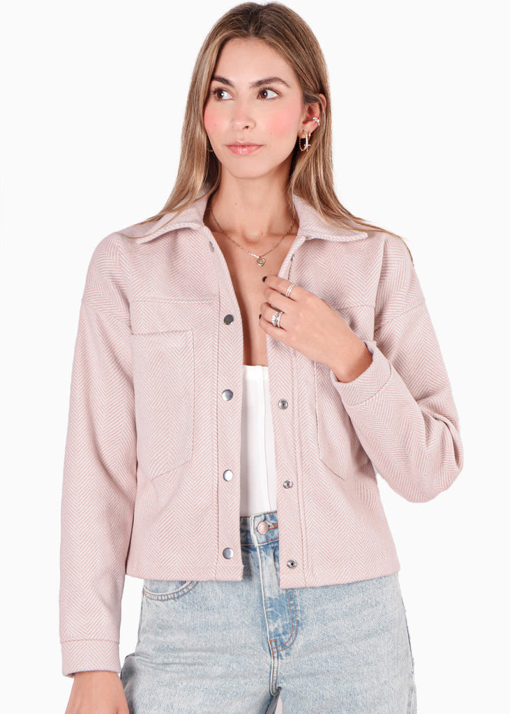 Chaqueta de paño con bolsillos y broches color blanco, marfil para mujer - Flashy