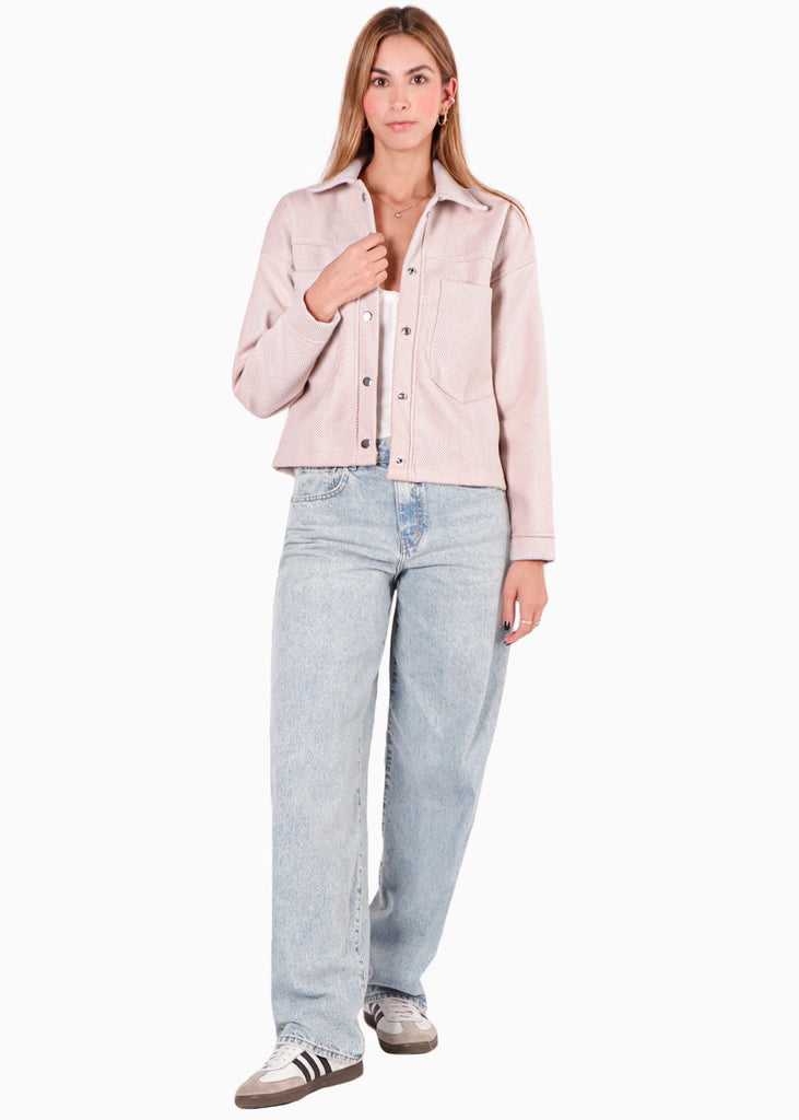 Chaqueta de paño con bolsillos y broches color blanco, marfil para mujer - Flashy