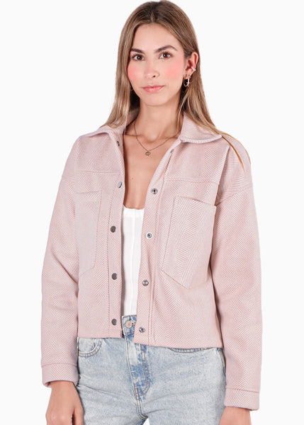 Chaqueta de paño con bolsillos y broches color blanco, marfil para mujer - Flashy