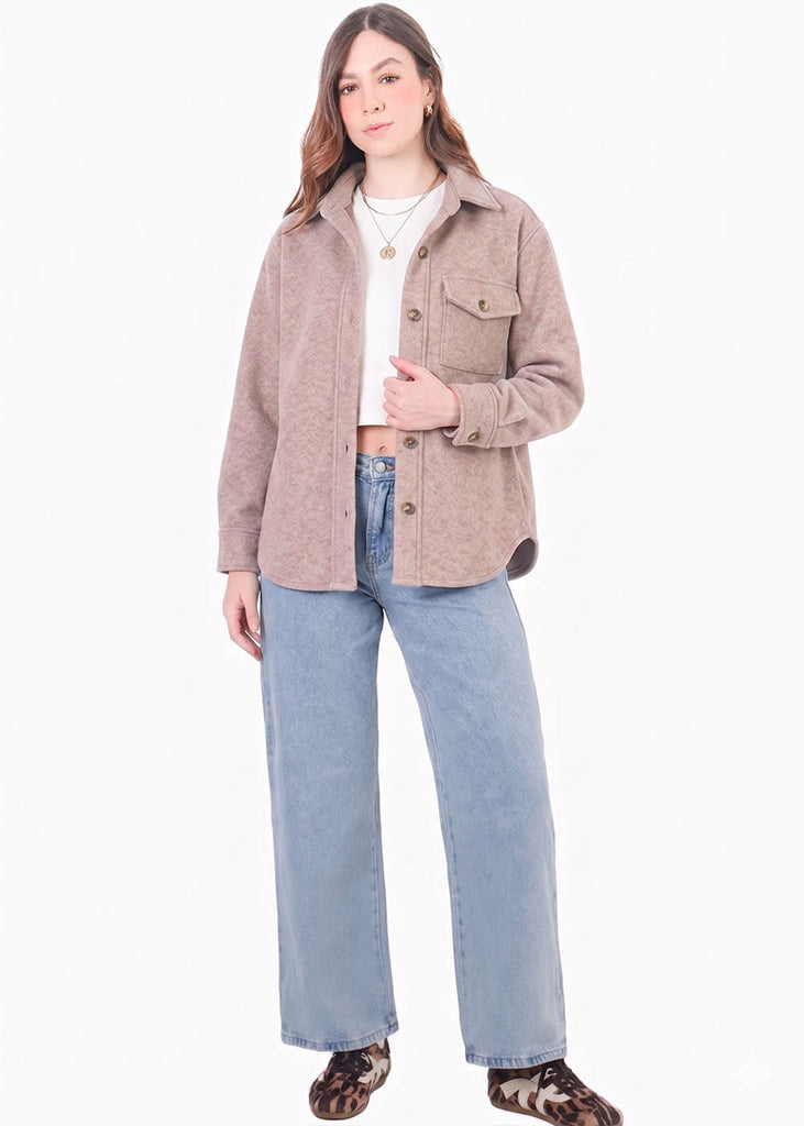 Chaqueta de paño con botones y oversized - BENEDICTA.CAMEL