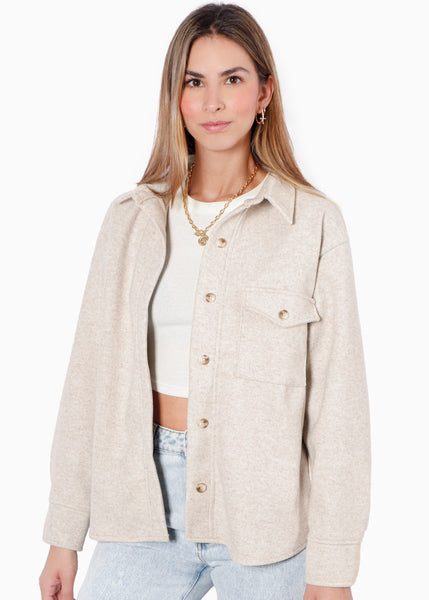 Chaqueta de paño con botones y oversized color gris para mujer - Flashy