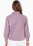 Chaqueta de tela tipo paño con botones color lila para mujer - Flashy