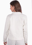 Chaqueta denim color marfil, blanco para mujer - Flashy