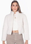 Chaqueta puffer ovejera color blanco, marfil para mujer - Flashy