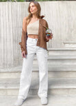 Chaqueta tipo gamuza con bolsillo y botones color café para mujer - Flashy