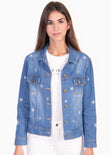 Chaqueta indigo con estrellas para mujer - Flashy
