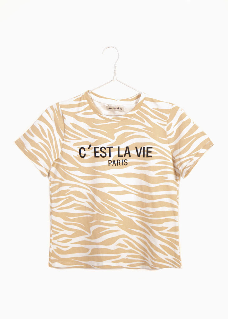 Camiseta estampada "c'est la vie" para mujer - Flashy