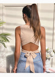 Crop top anudado en espalda para mujer - Flashy