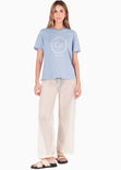 Camiseta con estampado y bordado color azul para mujer - Flashy
