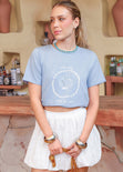 Camiseta con estampado y bordado color azul para mujer - Flashy