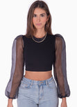 Crop top con anudados en espalda color negro para mujer - Flashy