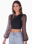 Crop top con anudados en espalda color negro para mujer - Flashy