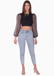 Crop top con anudados en espalda color negro para mujer - Flashy