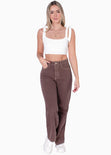 Crop top con anudados en tiras y elástico en espalda color marfil para mujer - Flashy