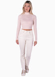 Crop top con cuello alto y espalda descubierta color rosado para mujer - Flashy