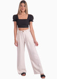 Crop top con escote cuadrado y anudado en la espalda color negro para mujer - Flashy