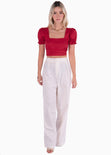 Crop top con escote cuadrado y anudado en la espalda color rojo para mujer - Flashy