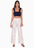 Crop top con recogido en tiras color azul para mujer - Flashy