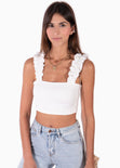 Crop top con recogido en tiras color blanco para mujer - Flashy