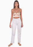 Crop top con tiras cruzadas en espalda color dorado para mujer - Flashy
