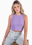 Crop top sin mangas color lila, morado para mujer - Flashy