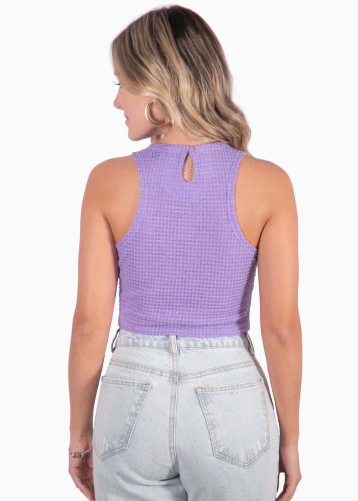 Crop top sin mangas color lila, morado para mujer - Flashy
