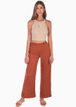 Crop top cuello halter de tiras color beige para mujer - Flashy