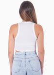 Crop top cuello halter sin mangas color blanco, marfil para mujer - Flashy