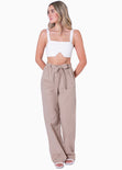 Crop top de tiras con abertura y escote cuadrado color blanco para mujer - Flashy