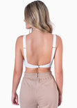 Crop top de tiras con abertura y escote cuadrado color blanco para mujer - Flashy