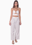 Crop top de tiras con aro en el escote color blanco para mujer - Flashy