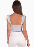 Crop top de tiras con boleros y anudado en escote color gris para mujer - Flashy