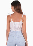 Crop top de tiras con boleros y escote cuadrado color blanco para mujer - Flashy