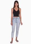 Crop top de tiras con cruce en espalda color negro para mujer - Flashy