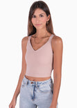 Crop top de tiras con cruce en espalda color rosado para mujer - Flashy