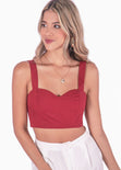 Crop top de tiras con escote corazón color rojo para mujer - Flashy